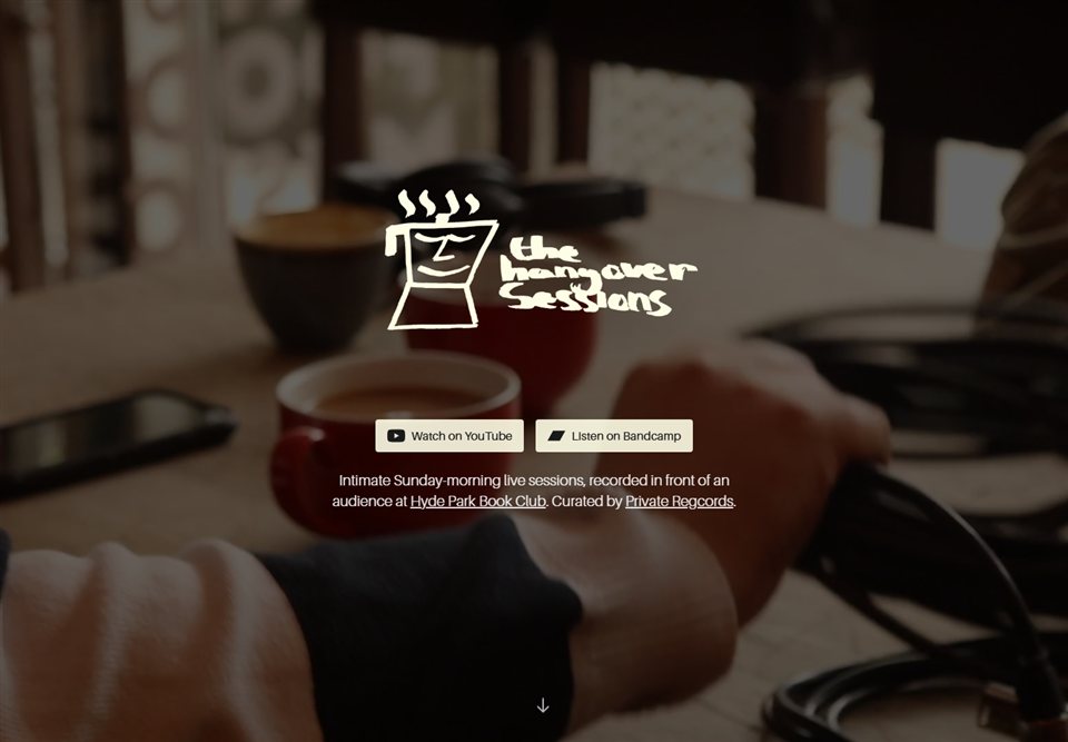 Screenshot of The Hangover Sessions website